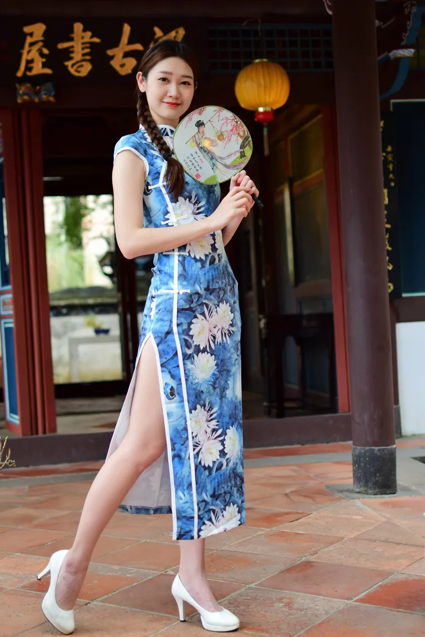 NO.174 美元 高衩长旗袍白高跟美腿 14