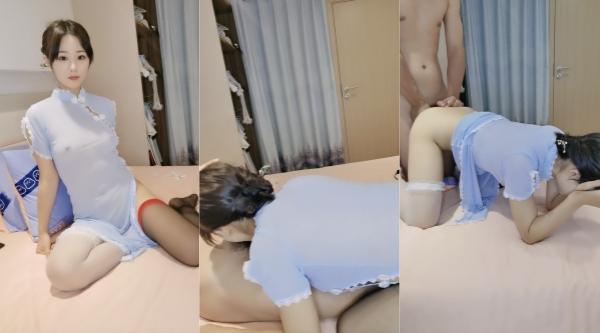 [国产片] 情趣旗袍极品美女,黑白丝袜足交,大屌炮友深喉,扶细腰干美臀,被操的笑嘻嘻大力操 - 国产自拍视频 丝袜,苗条,美脚,美臀,旗袍,美腿,口交,内射中出,口爆,后入