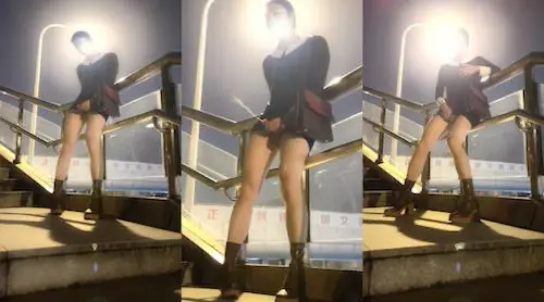 [人妖伪娘] 战斗女仆艾多 - 我TM天桥露出射爆，强悍丰满女妖，有没有贱狗想来吃掉~ 苗条,TS人妖